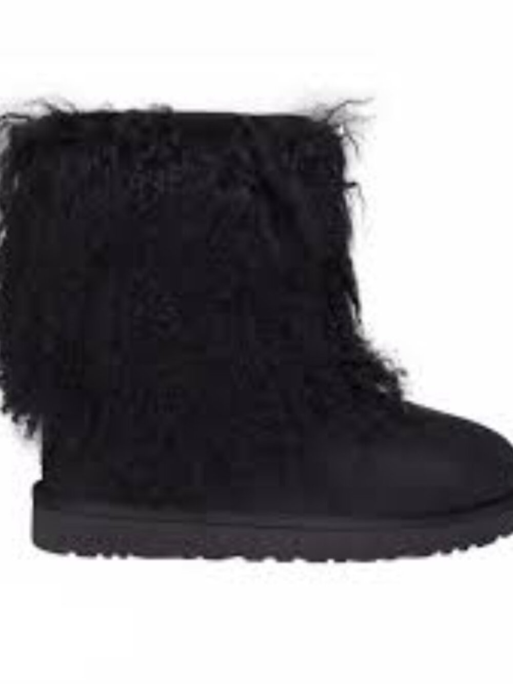 UGG Classic Short Fluff Mongolian Black Curly Shearling Ankle Booties Size 7
